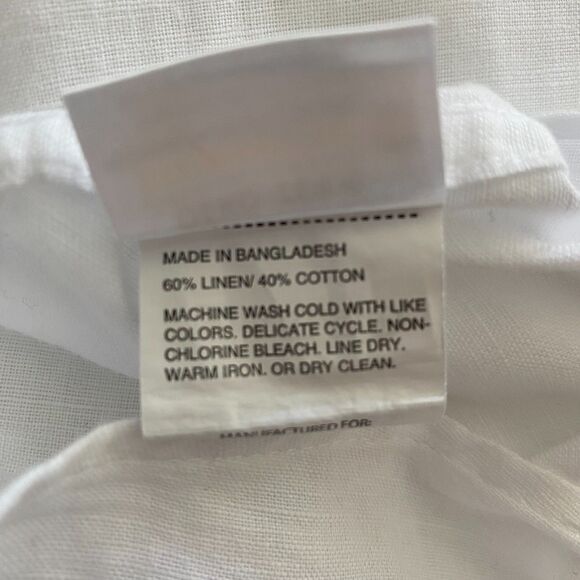 Perry Ellis Blouse Women's M White Linen Blend Button-Down Oversized Minimalist - Picture 7 of 8